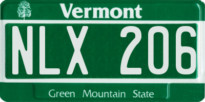 VT license plate NLX206