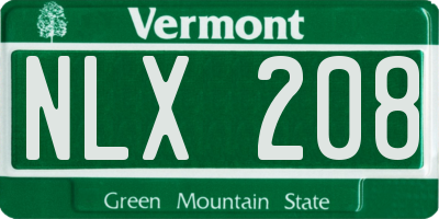 VT license plate NLX208