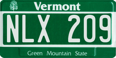 VT license plate NLX209