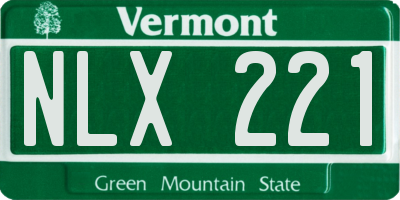 VT license plate NLX221