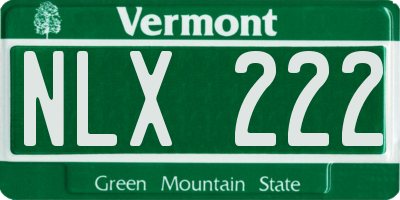 VT license plate NLX222