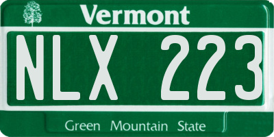 VT license plate NLX223