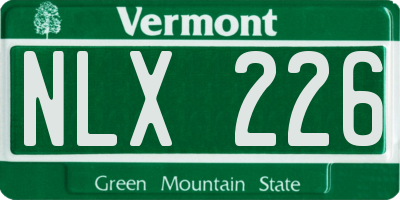 VT license plate NLX226