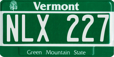 VT license plate NLX227
