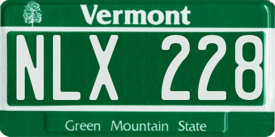 VT license plate NLX228