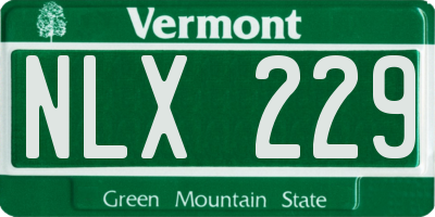 VT license plate NLX229
