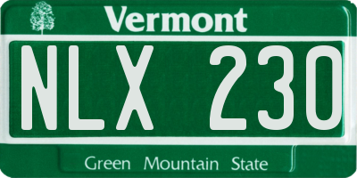 VT license plate NLX230