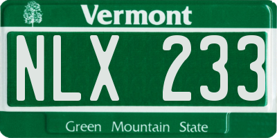 VT license plate NLX233