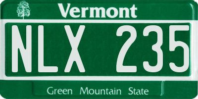 VT license plate NLX235