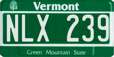 VT license plate NLX239
