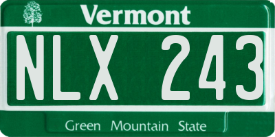 VT license plate NLX243
