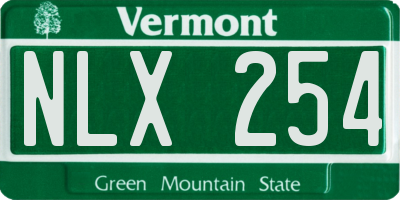 VT license plate NLX254