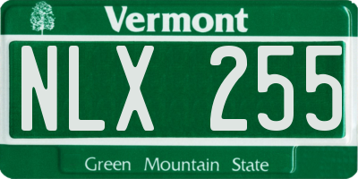 VT license plate NLX255