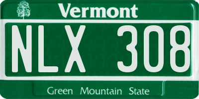VT license plate NLX308