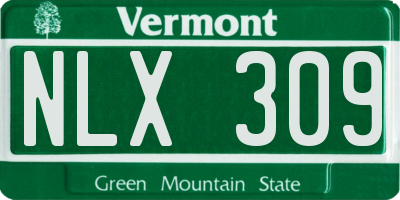 VT license plate NLX309