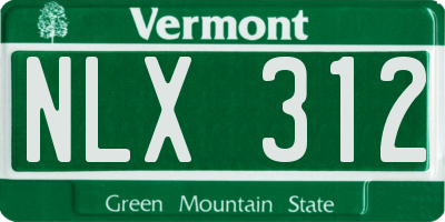 VT license plate NLX312