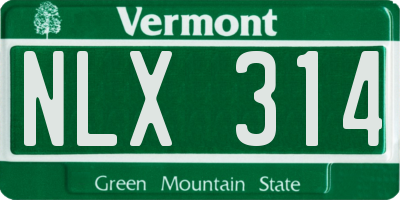 VT license plate NLX314