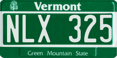 VT license plate NLX325