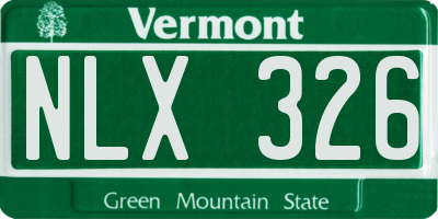 VT license plate NLX326
