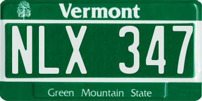 VT license plate NLX347