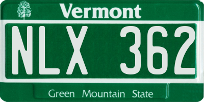 VT license plate NLX362