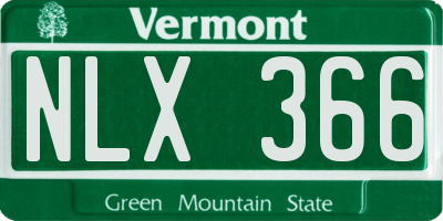 VT license plate NLX366