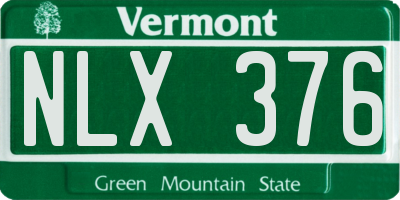 VT license plate NLX376