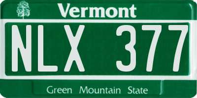 VT license plate NLX377