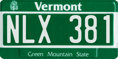 VT license plate NLX381