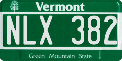 VT license plate NLX382