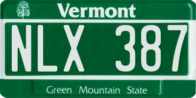VT license plate NLX387