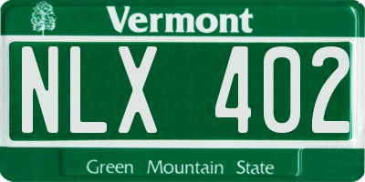 VT license plate NLX402
