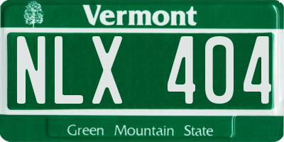 VT license plate NLX404