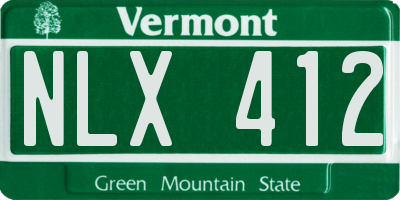 VT license plate NLX412
