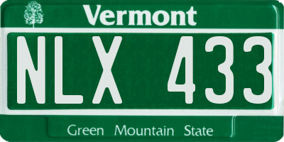 VT license plate NLX433