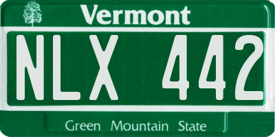 VT license plate NLX442