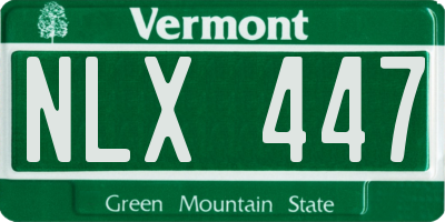 VT license plate NLX447