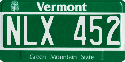 VT license plate NLX452