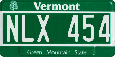VT license plate NLX454