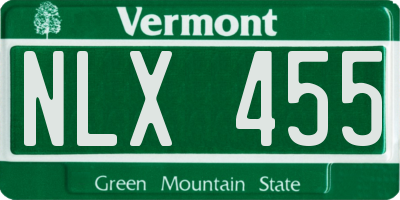 VT license plate NLX455