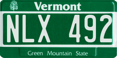 VT license plate NLX492