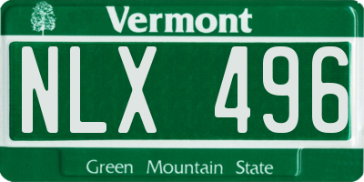 VT license plate NLX496