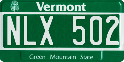 VT license plate NLX502