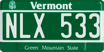VT license plate NLX533