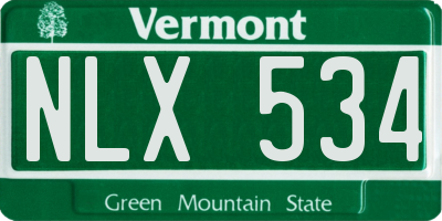 VT license plate NLX534