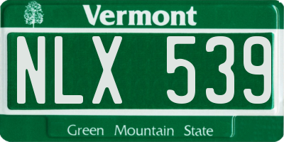 VT license plate NLX539