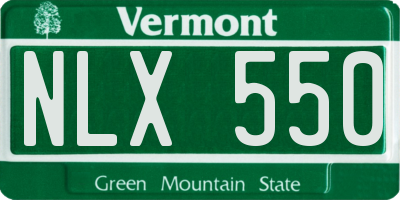 VT license plate NLX550