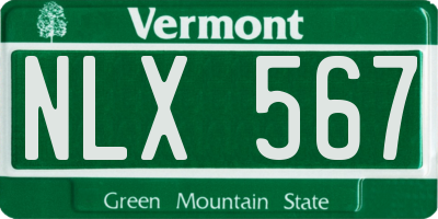 VT license plate NLX567