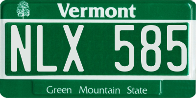 VT license plate NLX585