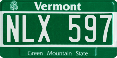 VT license plate NLX597